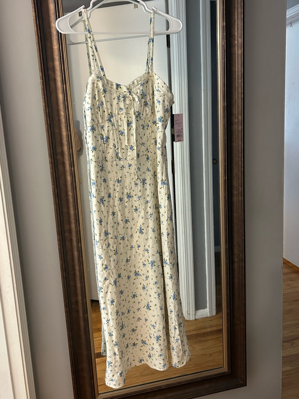 wild fable Cream Maxi Slip Dress with Blue Floral Print